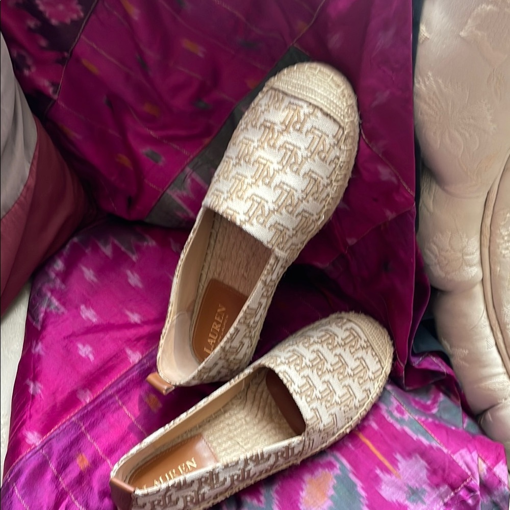 Ralph Lauren Cream Espadrille Slip-Ons